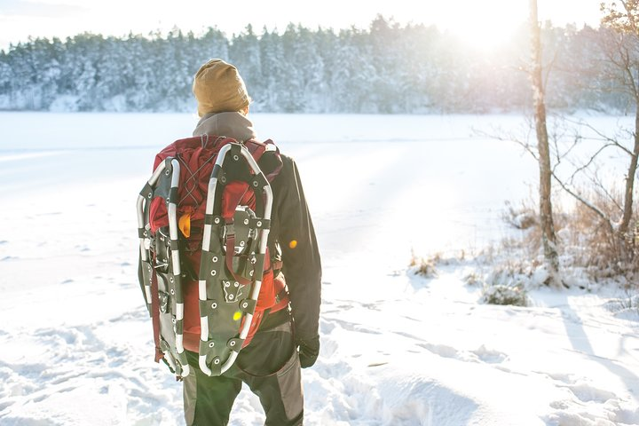 Snowshoe hike in swedish wilderness