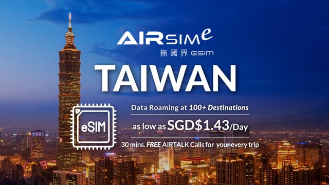 (AIRSIMe Global Travel eSIM) – Taiwan - Photo 1 of 5