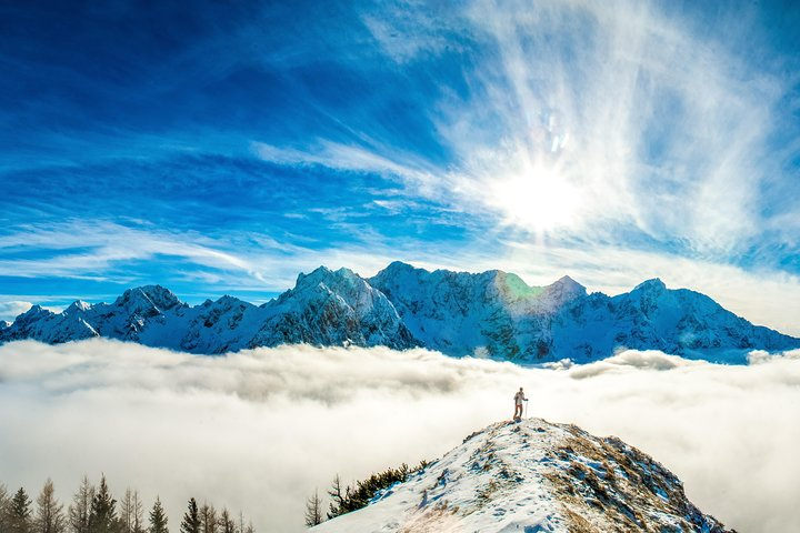 Escape the morning fog in Ljubljana or Bled and soak up the sun and new energy in on a journey through the snowy depths of Slovenian Alps.