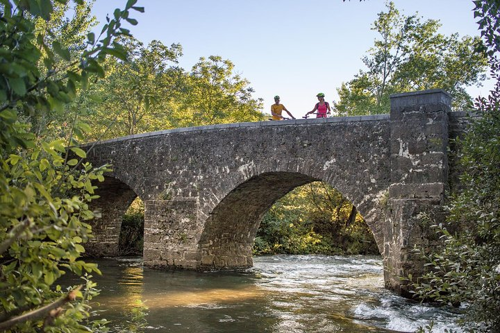 Posing at Napoleon`s bridge over the Vipava river.