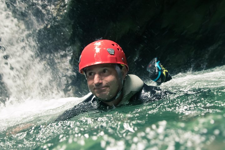 Legendary Canyoning Bob enjoying water paradise.