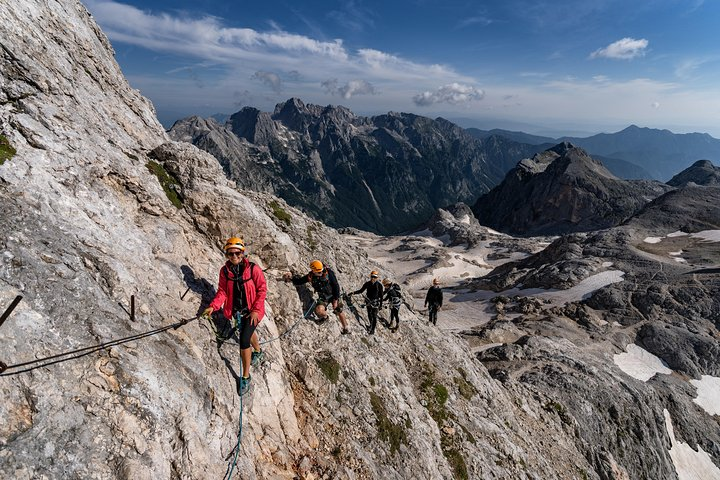 Group Enjoying on the Via Ferrata part, Triglav