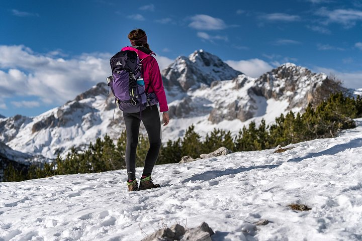 Hiker enjoying the view on Triglav, Slovenia