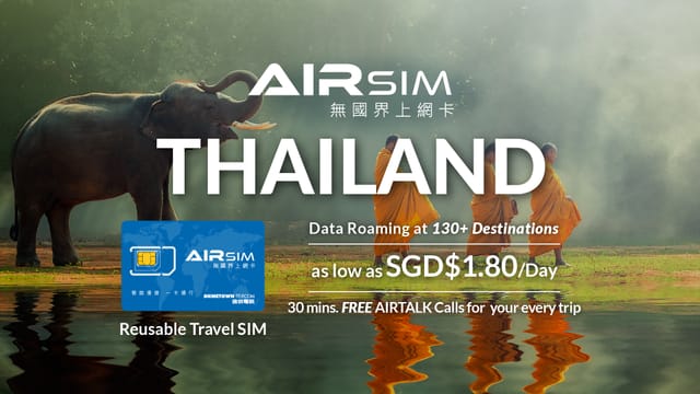 AIRSIM Reusable Global Travel Prepaid SIM –  Thailand (Deliver in Singapore) - Photo 1 of 8