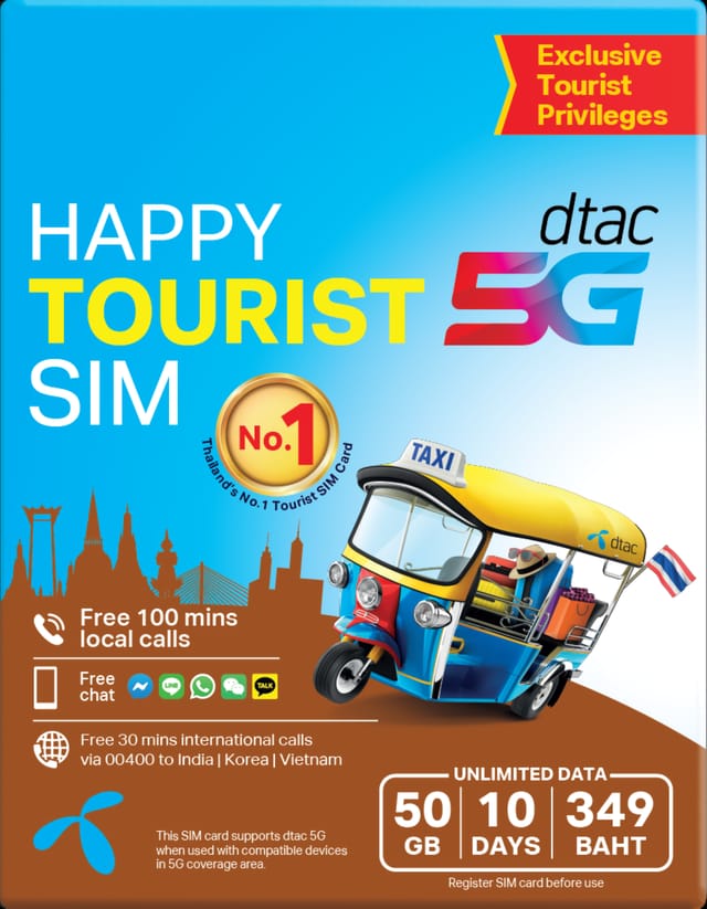 Thailand 4G SIM Card by DTAC (Bangkok Airport Pick Up) - Photo 1 of 4