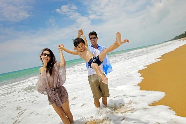 Family on beach