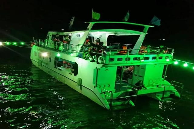 Night boat for squid fishing 